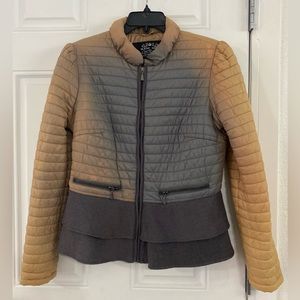 Blanc Noir Jacket, Women’s Large, Winter Puffer, Beige/Grey